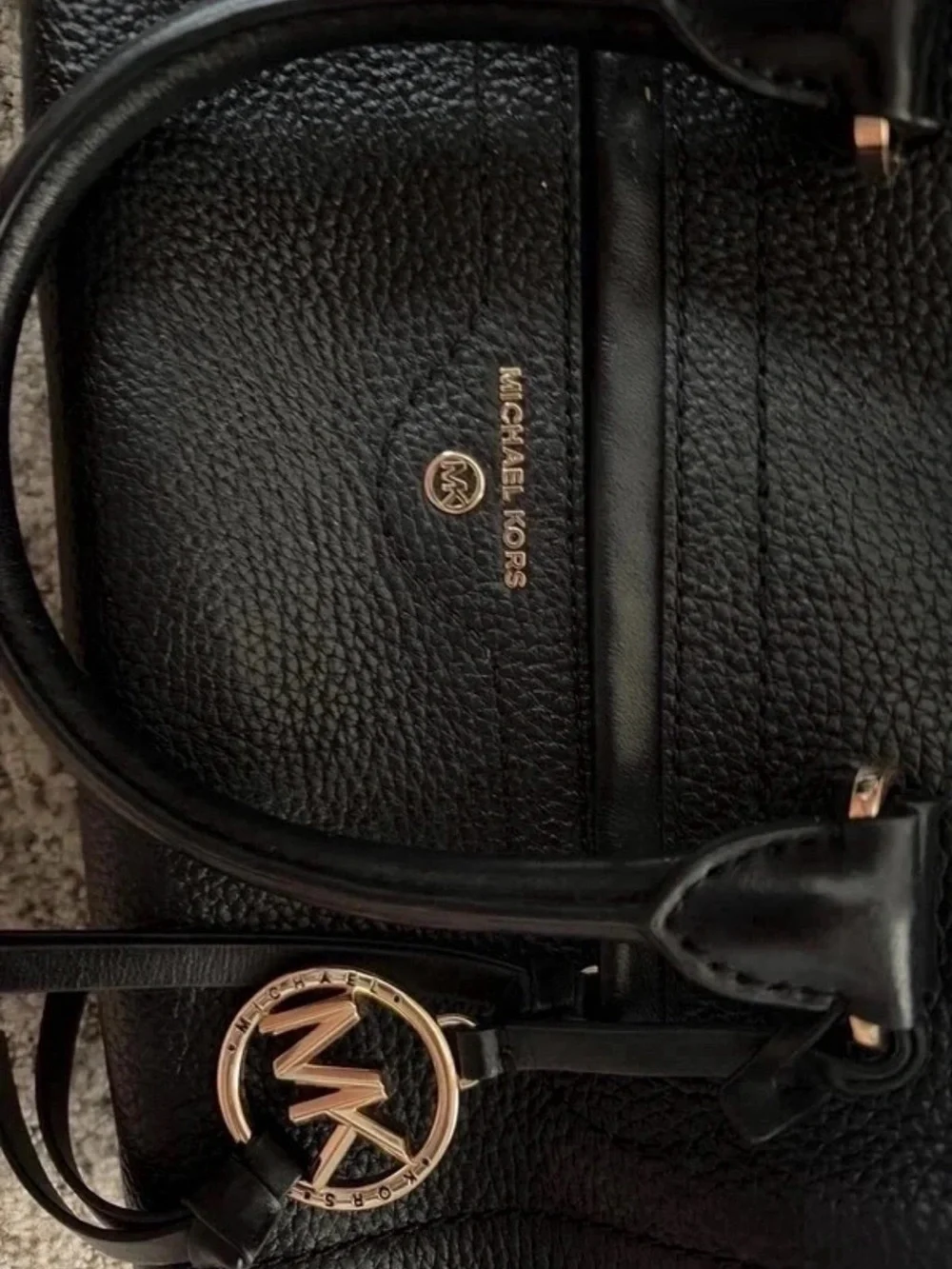 Michael Kors Black Genuine Pebbled Leather Satchel Shoulder Bag
